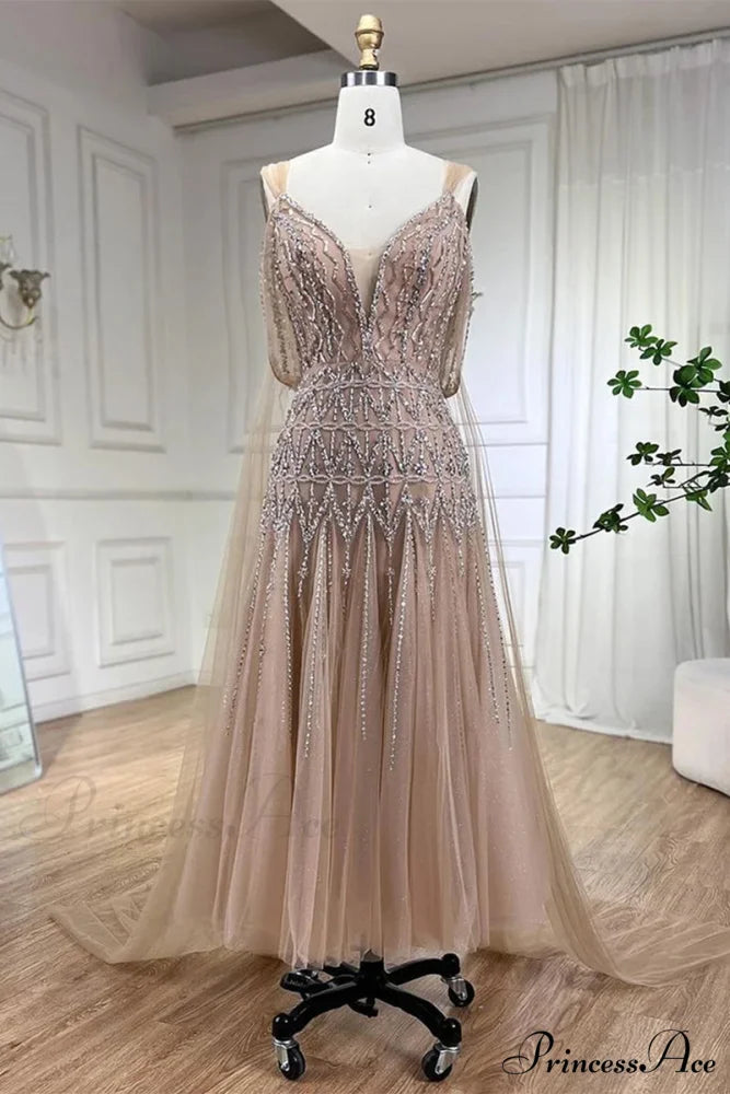 Jasmin Bead-Embellished Graceful Tulle Midi Dress