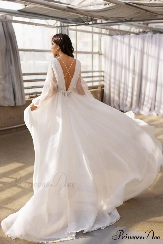 Jasmine Long Graceful Sleeve Wedding Gown