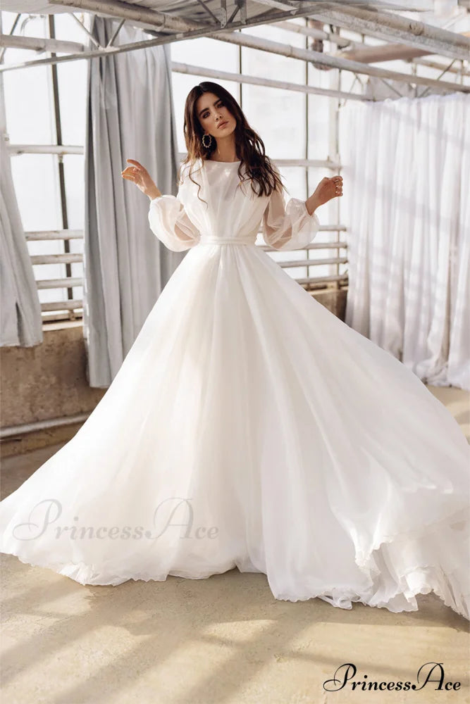 Jasmine Long Graceful Sleeve Wedding Gown Ivory / 2