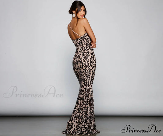 Jasmine One-Shoulder Stylish Sequin Mermaid Dress
