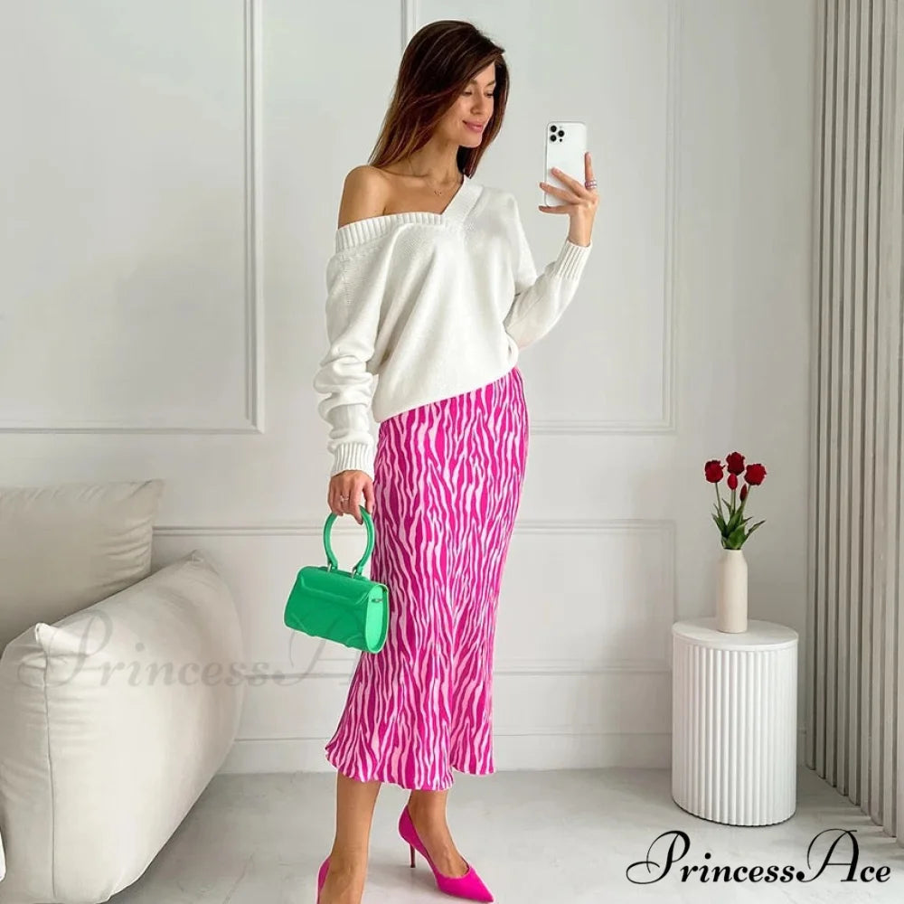 JAVIER Elegant ZEBRA SKIRT Pink / L