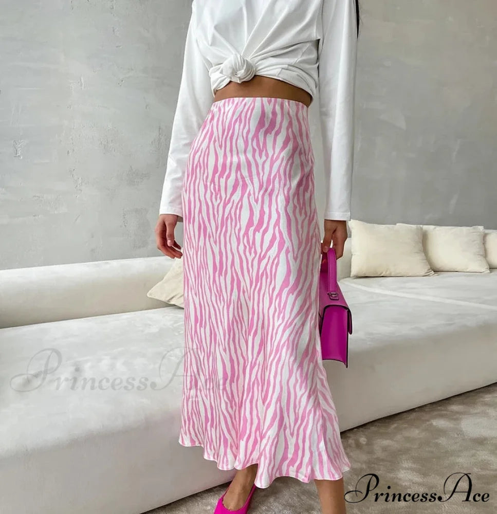 JAVIER Elegant ZEBRA SKIRT Pink / S