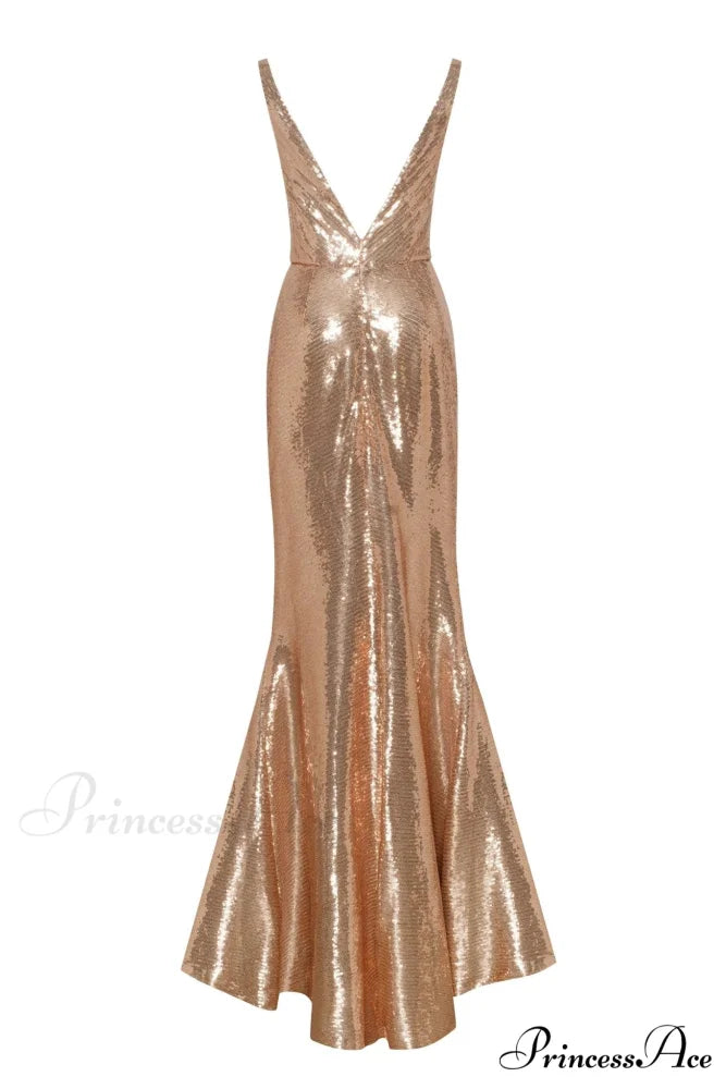 Jaw-Dropping Sequined Lace Maxi Graceful Dress And Gloves Set