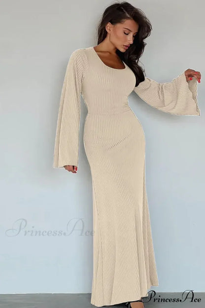 Jaye Long Stylish Sleeve Maxi Dress S / Cream
