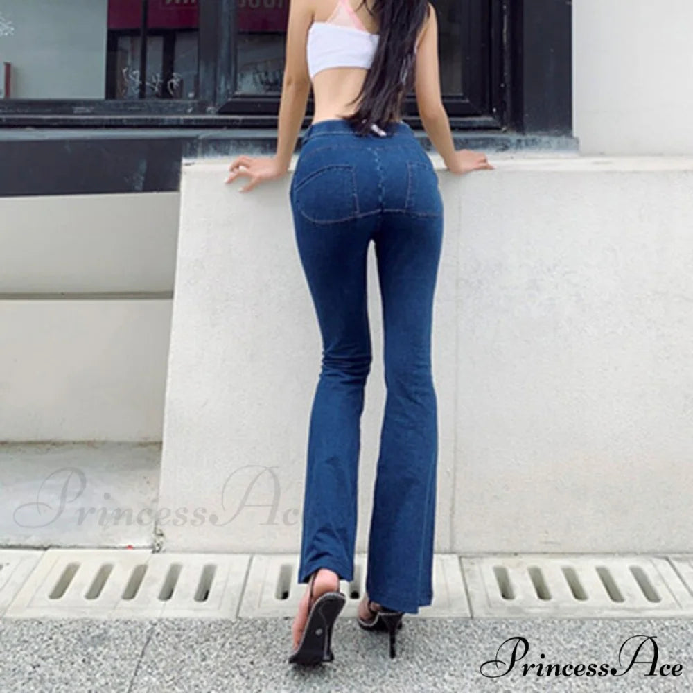 Jeans Denim Sexy Fashion - New Booty High Trousers Low Up Femme Commuting Push Elastic Leisure Waist Control Women’s
