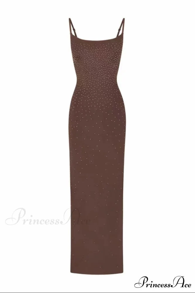 Jelly Sheer Stylish Cami Long Dress XS / Cocoa