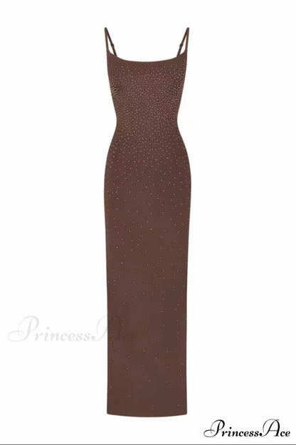 Jelly Sheer Stylish Cami Long Dress XS / Cocoa