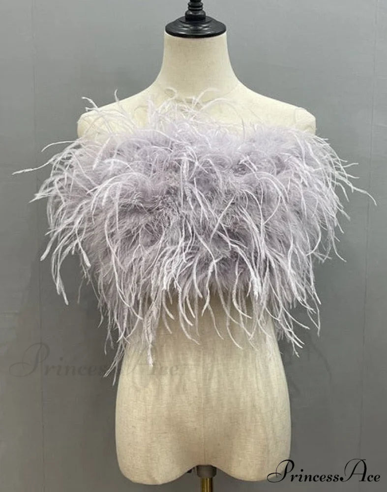 JENNA FEATHER BLOUSE Light Grey / XS