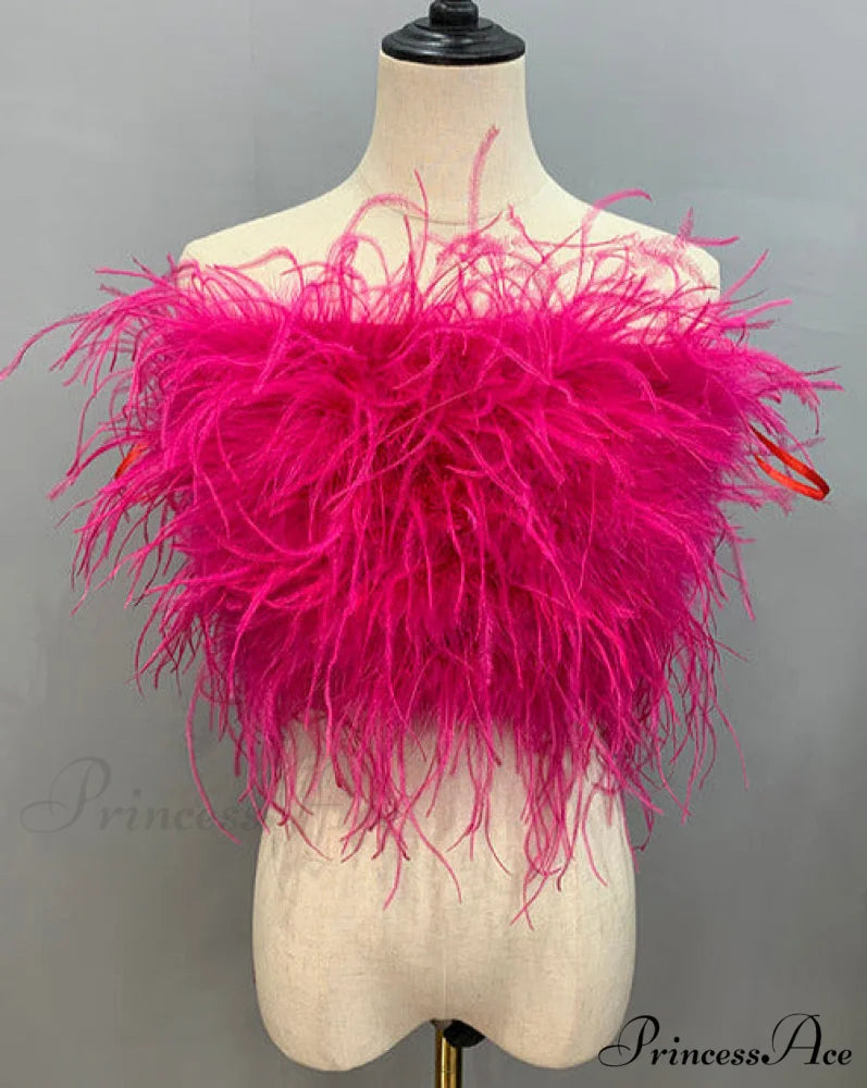 JENNA FEATHER BLOUSE Rose Red / XS