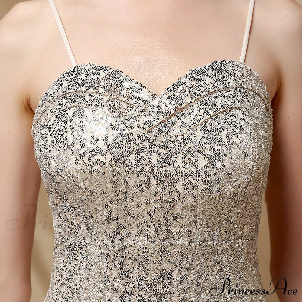 Jerry sling-mesh Stylish fishtail dress SILVER / XS