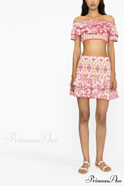 Jessica Bara Stylish Vanessa Ruffle Set S / Red