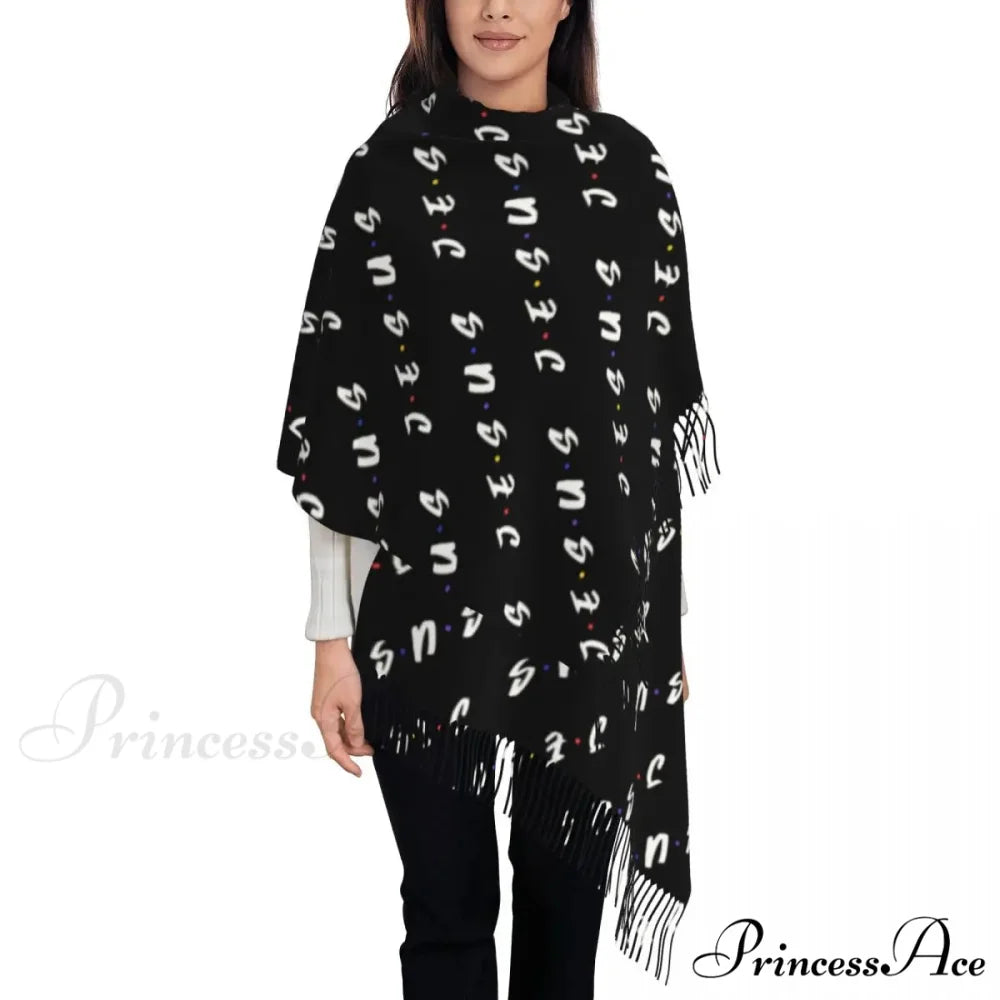 Jesus Saved My Life Warm Winter Christian Faith Shawl Wrap Scarf BLACK 8 / 72x197cm