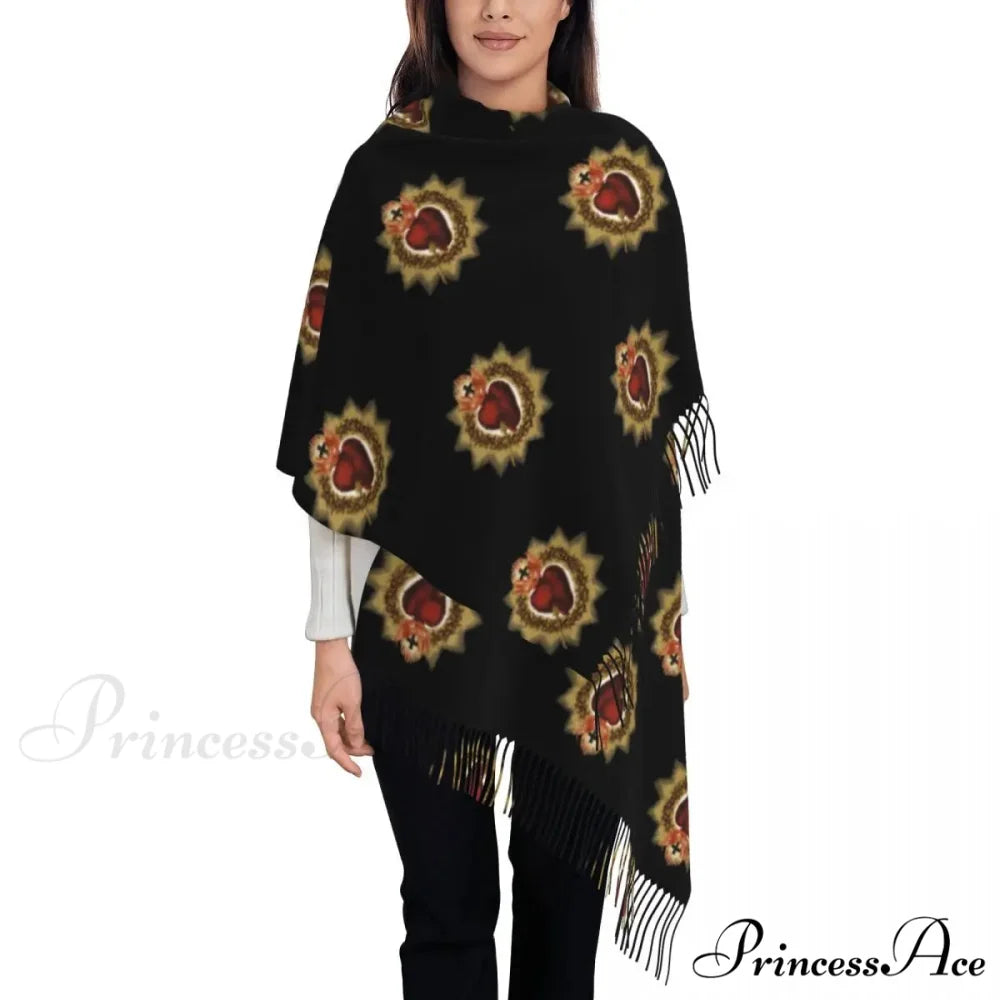 Jesus Saved My Life Warm Winter Christian Faith Shawl Wrap Scarf DARK BROWN / 72x197cm