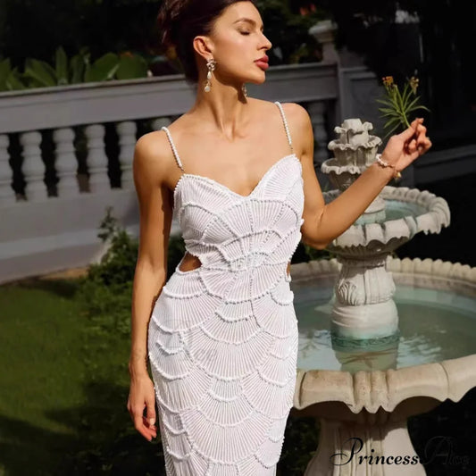 Jewel Adorned Sleeveless Bandage Formal Gown apricot / S promdress-250223
