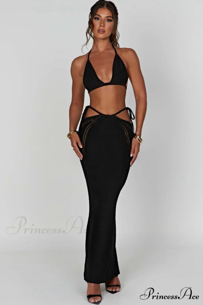 Jia Top + Charming Maxi Skirt Set S / Black