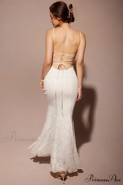Joan Lace Up Charming Back Maxi Dress