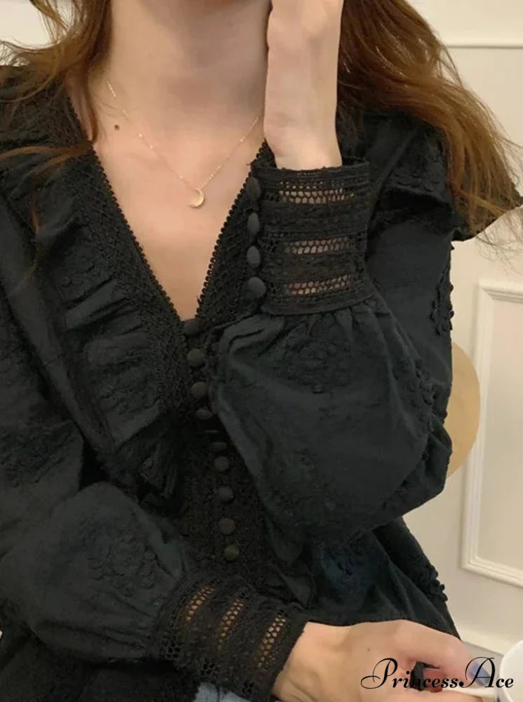 JOANE Elegant BLOUSE Black / S