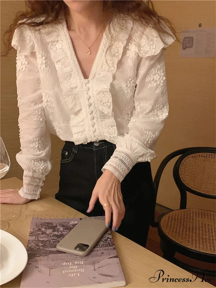 JOANE Elegant BLOUSE White / M