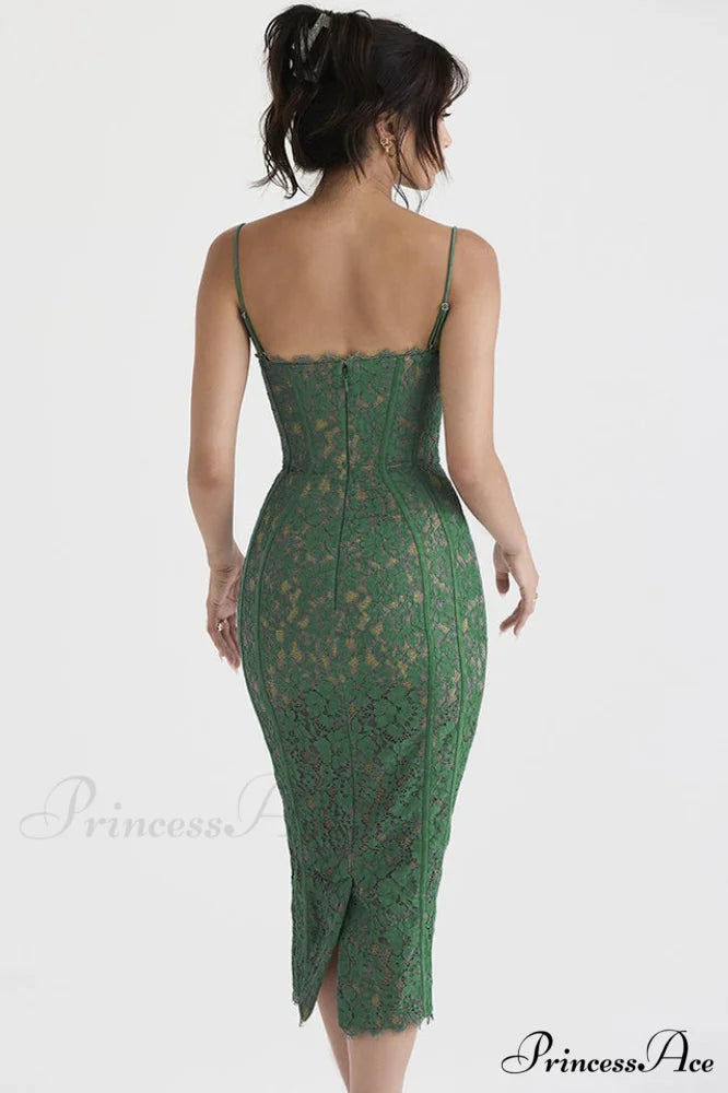 Joelle Forest Stylish Lace Midi Dress