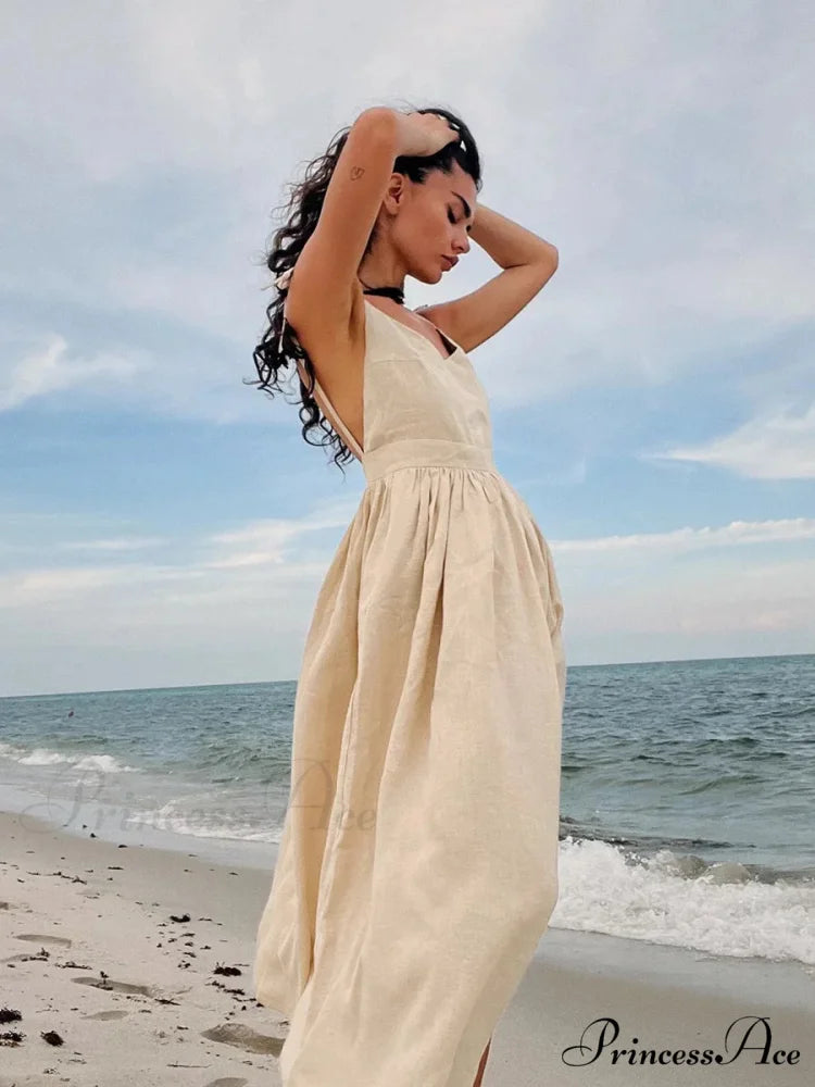 JOELLU Elegant MAXI DRESS Apricot / S