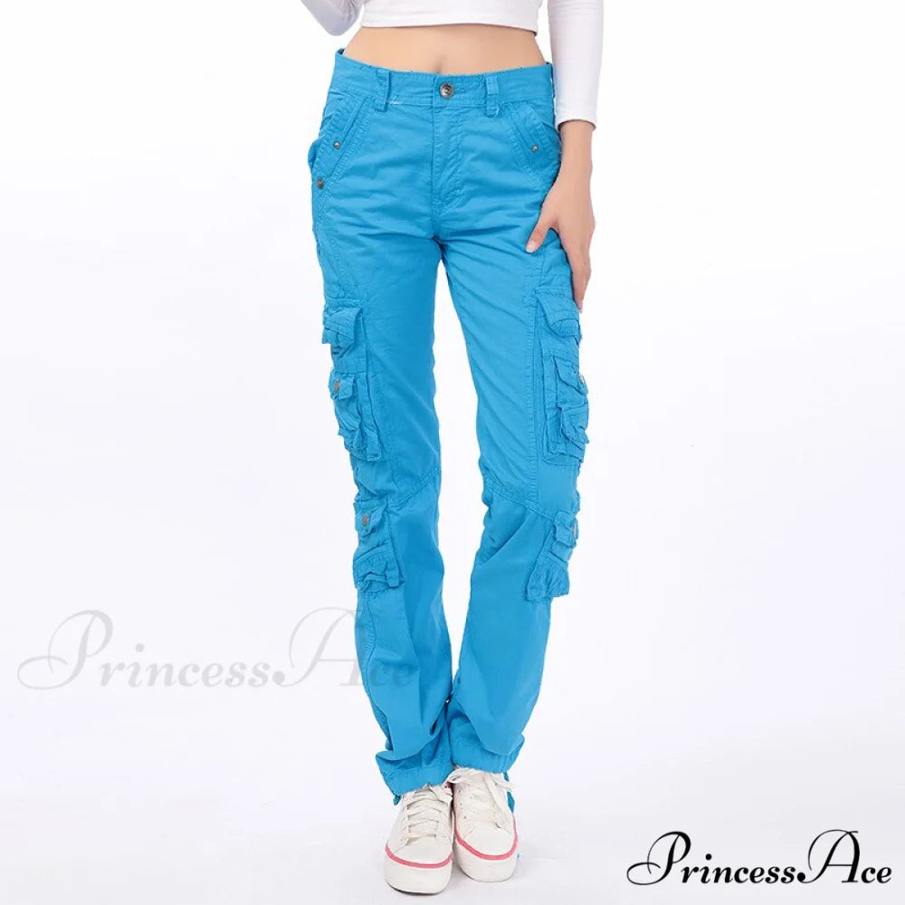 Joggers Streetwear Hiking Trousers Solid Candy Color Light Blue / 28