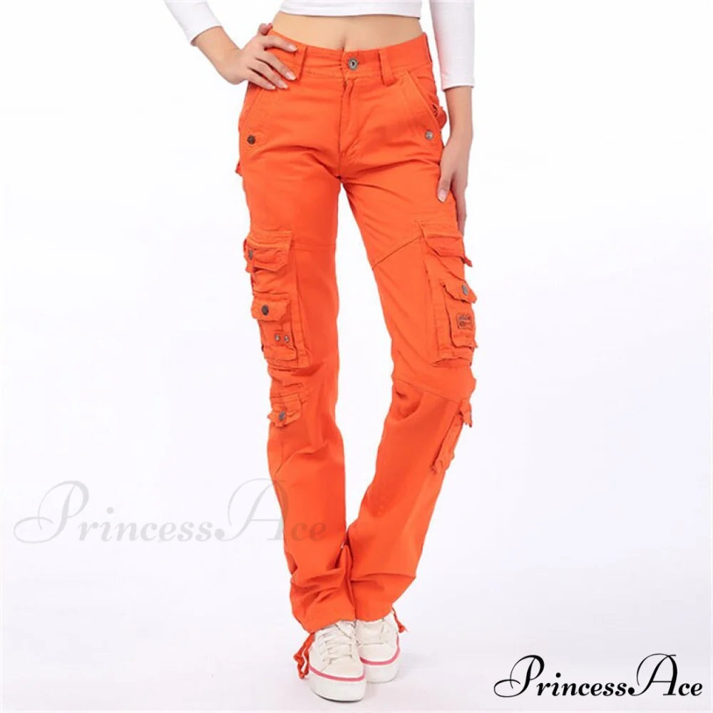 Joggers Streetwear Hiking Trousers Solid Candy Color Orange / 28