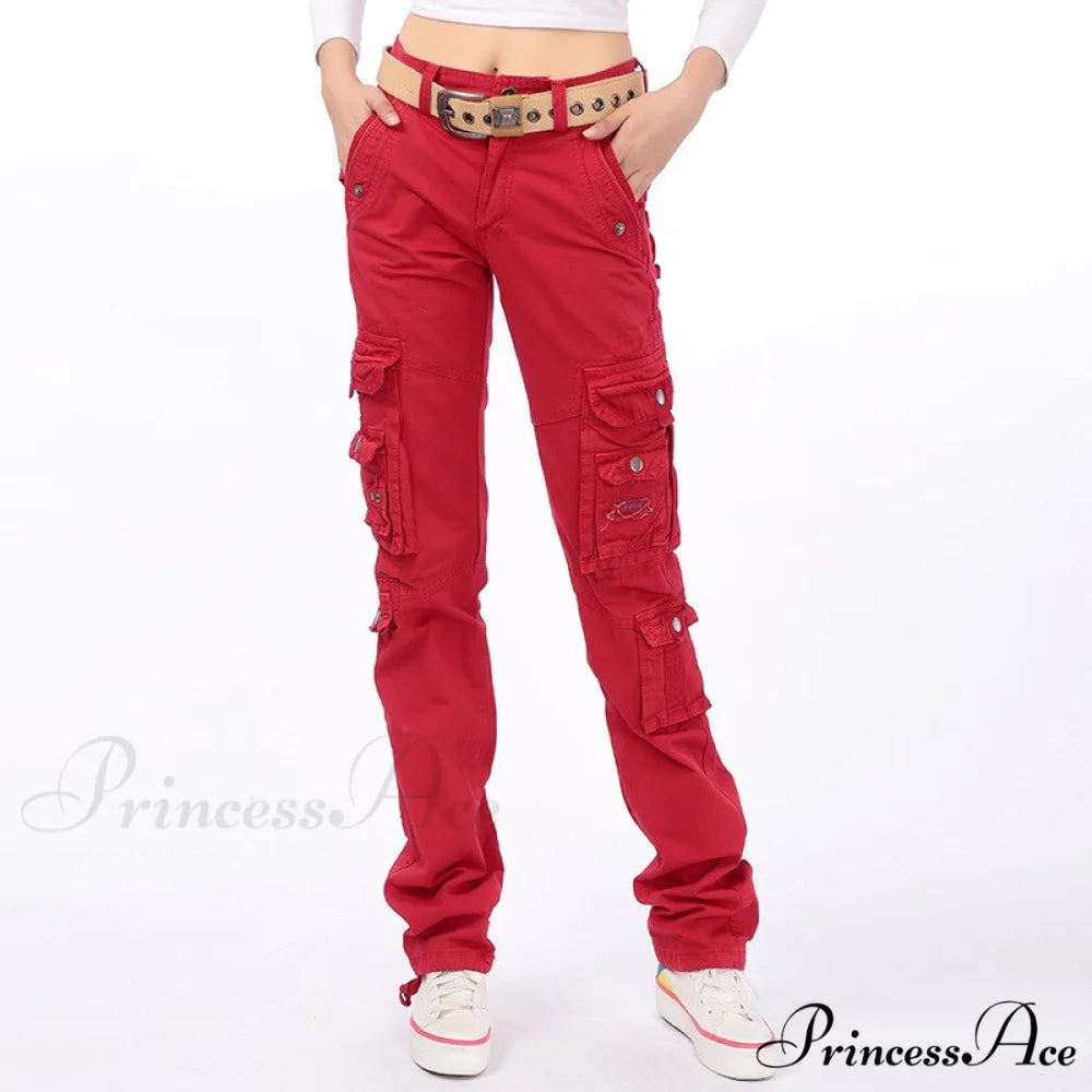 Joggers Streetwear Hiking Trousers Solid Candy Color Red / 28