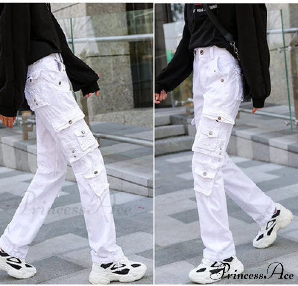 Joggers Streetwear Hiking Trousers Solid Candy Color White / 28
