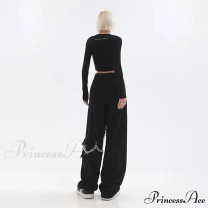 Joined Chain Stretchy Waist Trousers pants-241228