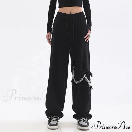 Joined Chain Stretchy Waist Trousers pants-241228