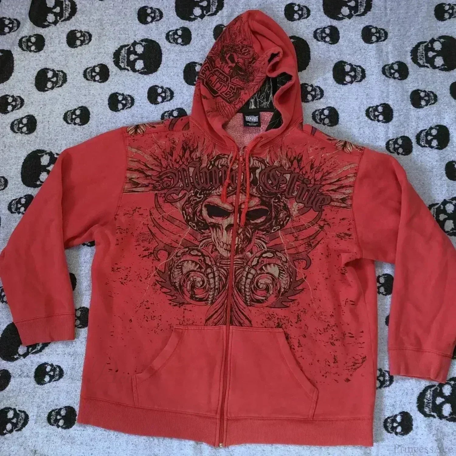 Joker Goth Print Fleece Zipper Hoodie red 1 / M