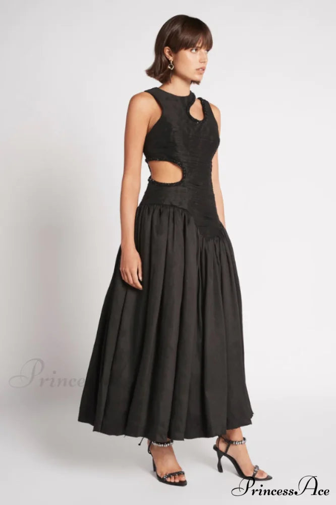 Jolie Abstract Stylish Cut-Out Midi Dress S / Black