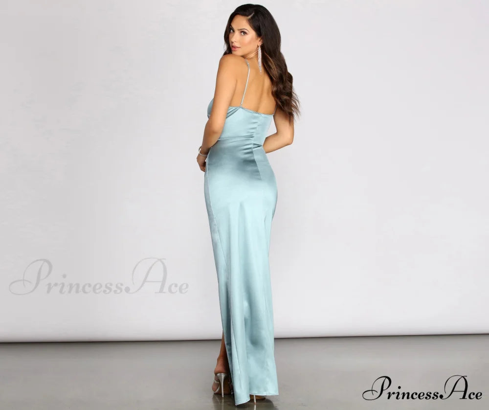 Jolina Wrap Stylish Skirt Satin Dress