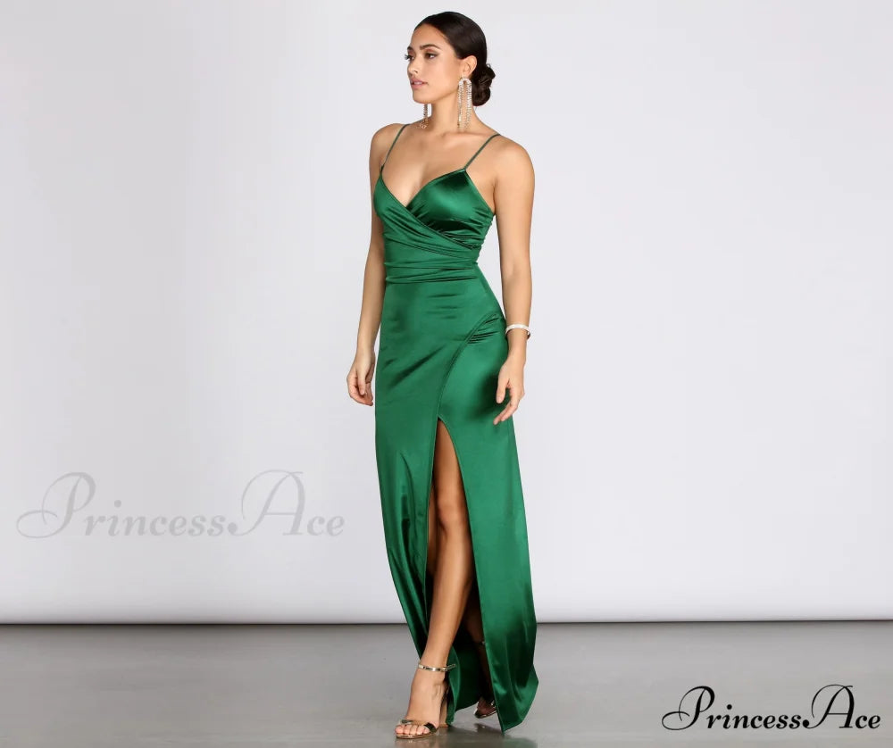 Jolina Wrap Stylish Skirt Satin Dress