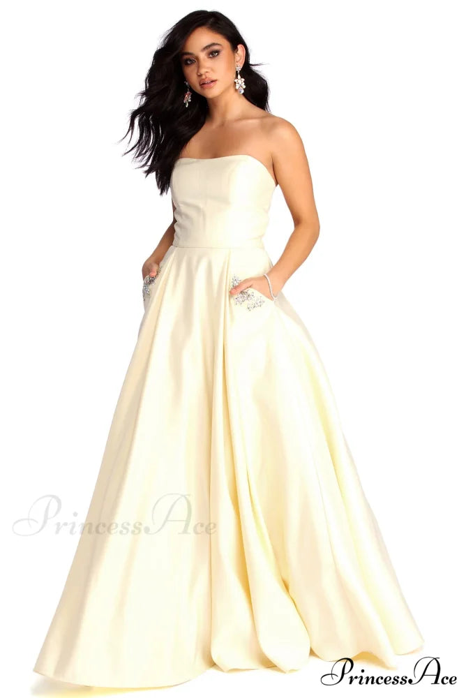 Josephine Formal Stylish Jewel Ball Gown YELLOW / 3