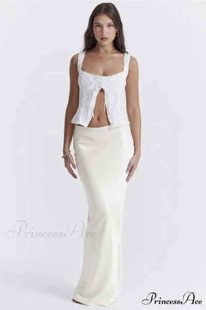 Juana White Stylish Broderie Anglaise Top