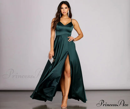 Juliet Formal Stylish High Slit Dress HUNTER / 1