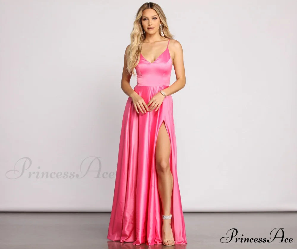 Juliet Formal Stylish High Slit Dress PINK / 1