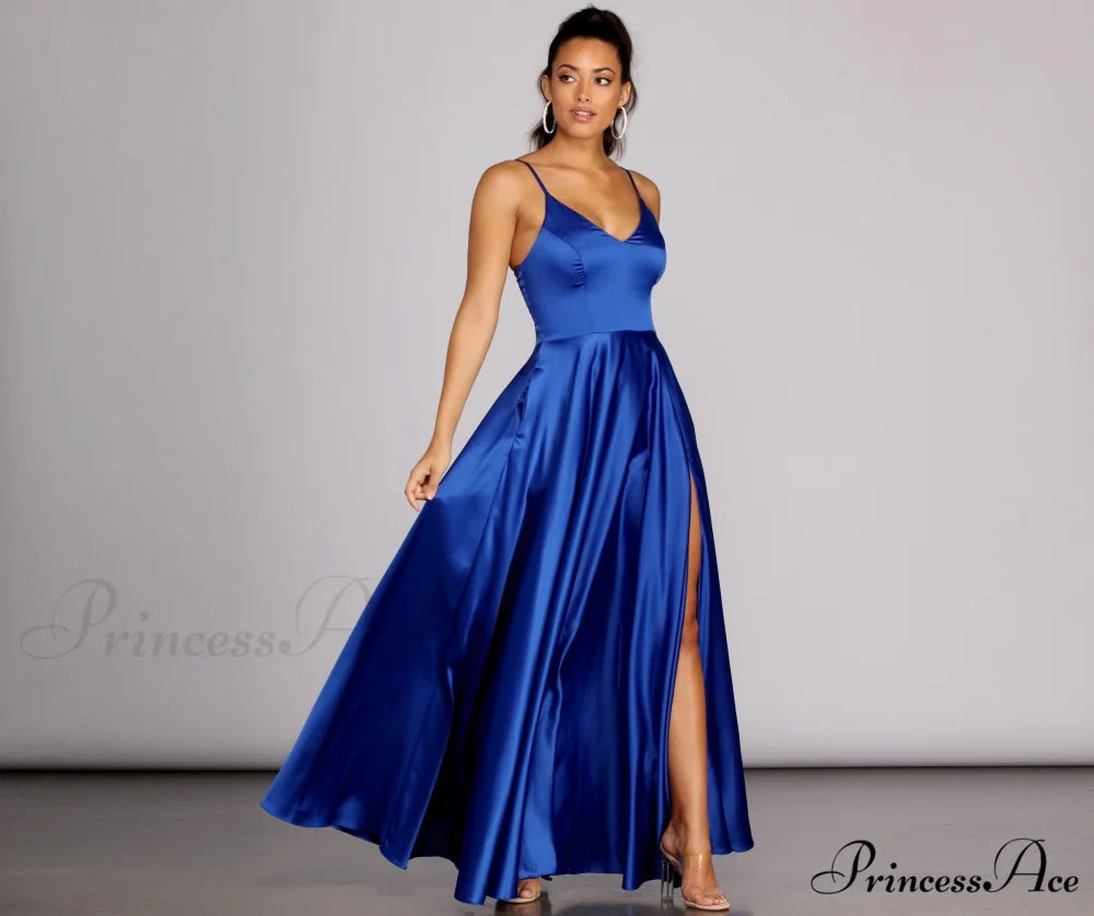 Juliet Formal Stylish High Slit Dress ROYAL / 1