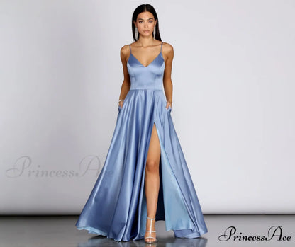 Juliet Formal Stylish High Slit Dress SLATE / 1