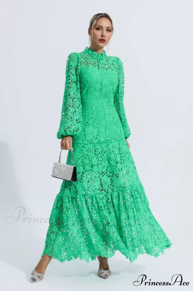 Julieta Cut Out Charming Long Sleeve Dress S / Green