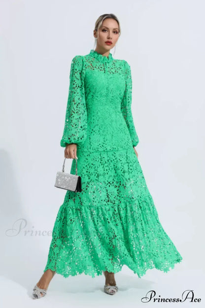 Julieta Cut Out Charming Long Sleeve Dress S / Green