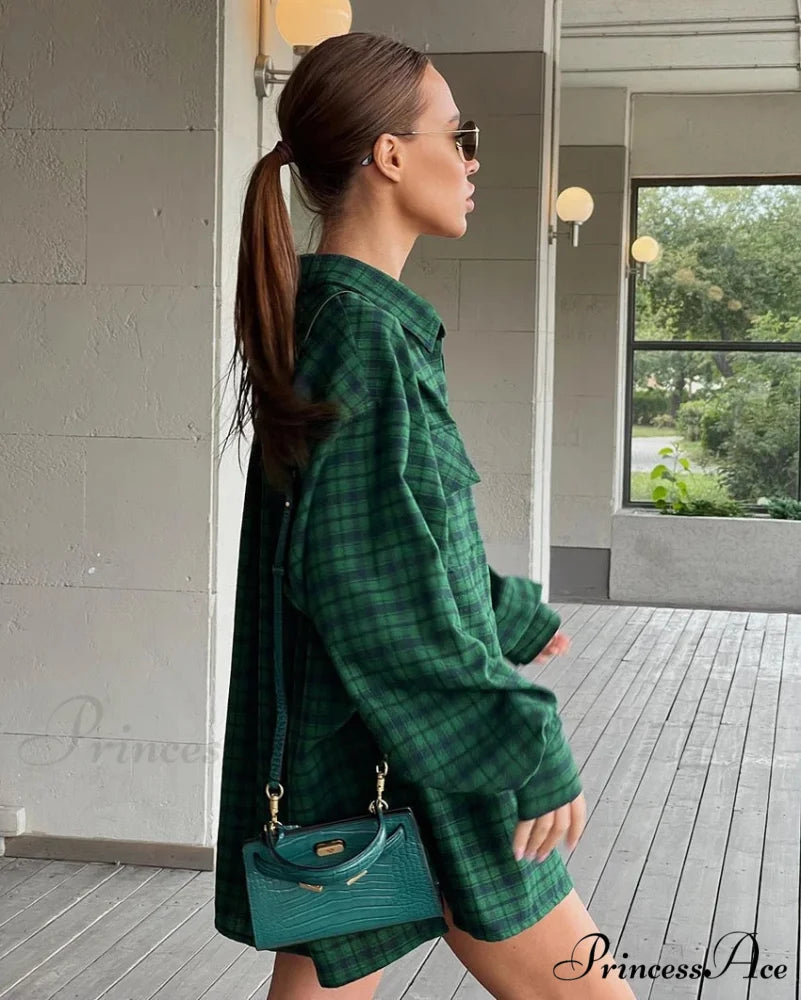 JUNE Elegant OVERSIZE SHIRT Green / L