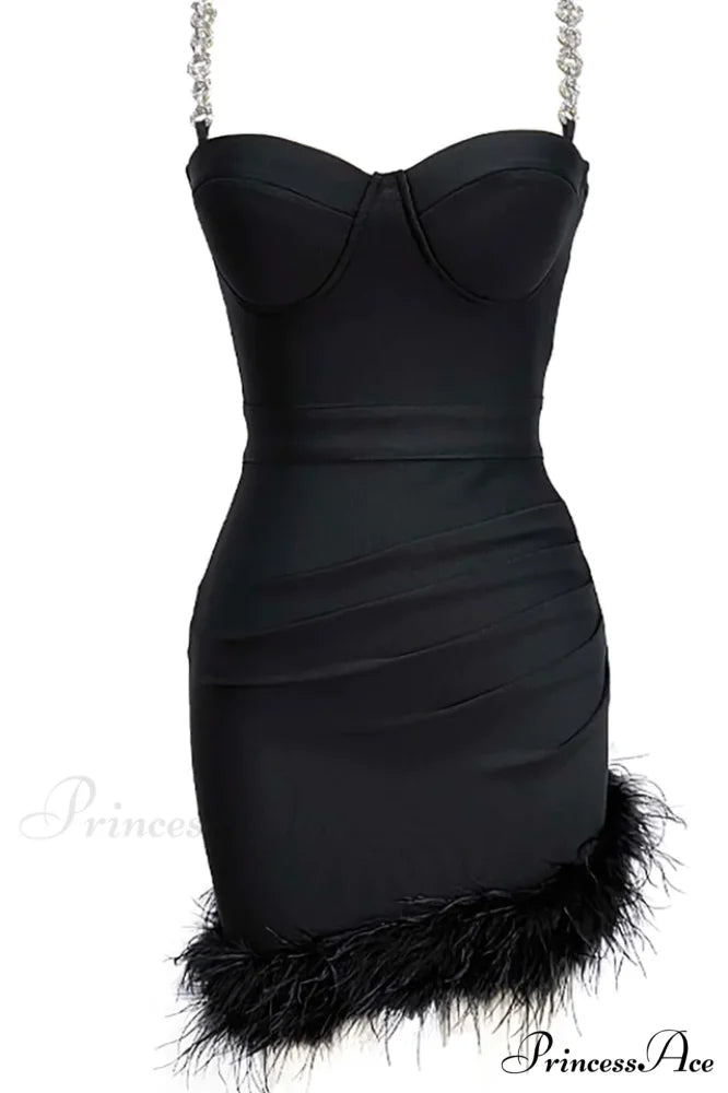 Kadence Crystal Stylish Chain Bandage Dress XS / Black