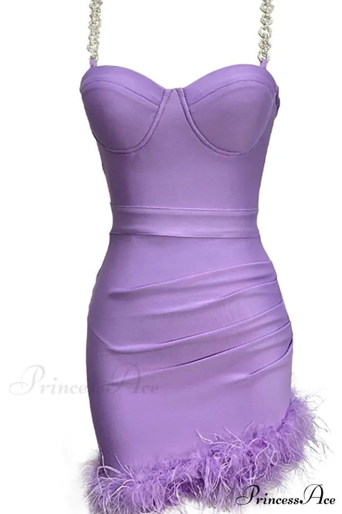 Kadence Crystal Stylish Chain Bandage Dress XS / Lavender