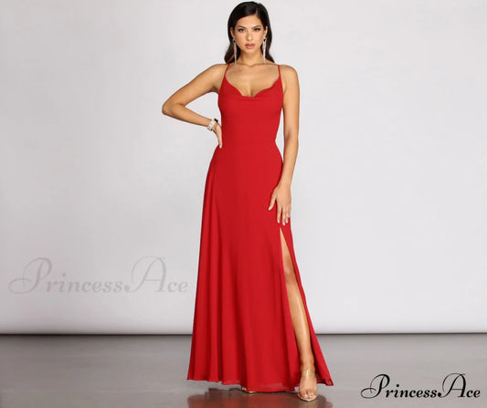 Kai Chiffon Lace Charming Up Back A-Line Dress