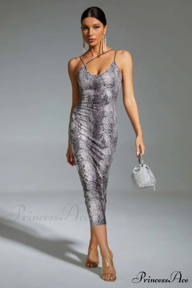 Kailani Leopard Stylish Bodycon Dress S / Snake Print
