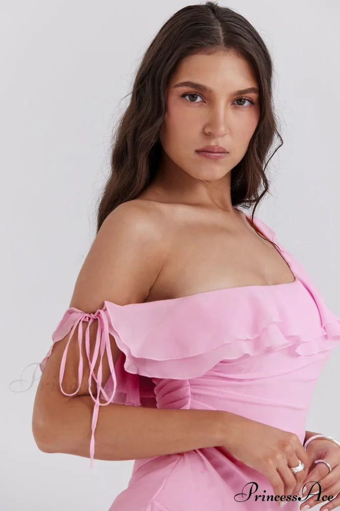 Kalena Candy Off Charming Shoulder Mini Dress