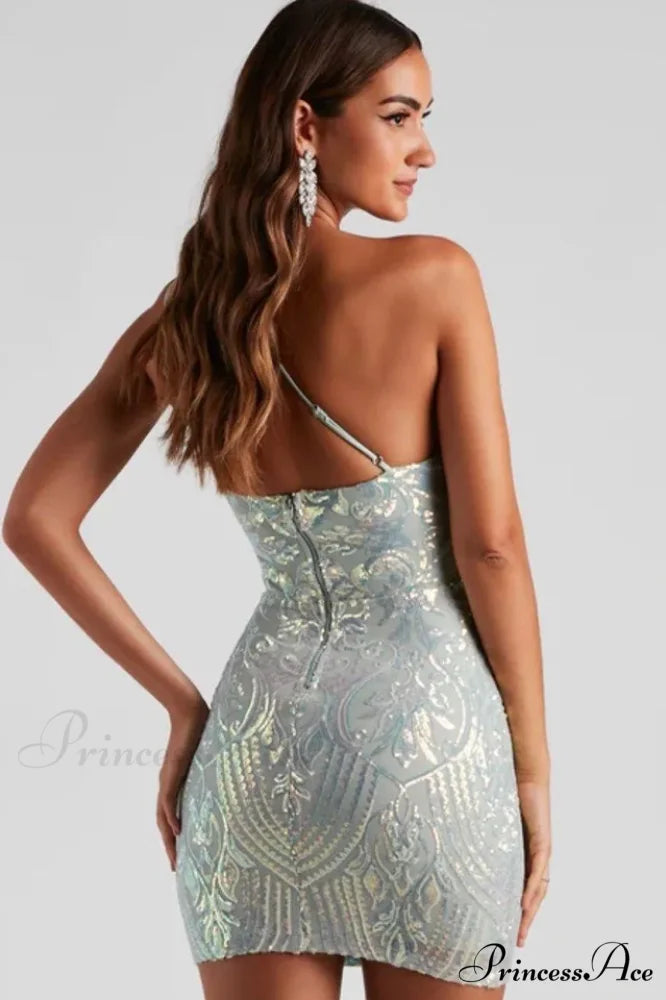 Karla Sequin Iridescent Charming Bodycon Party Dress