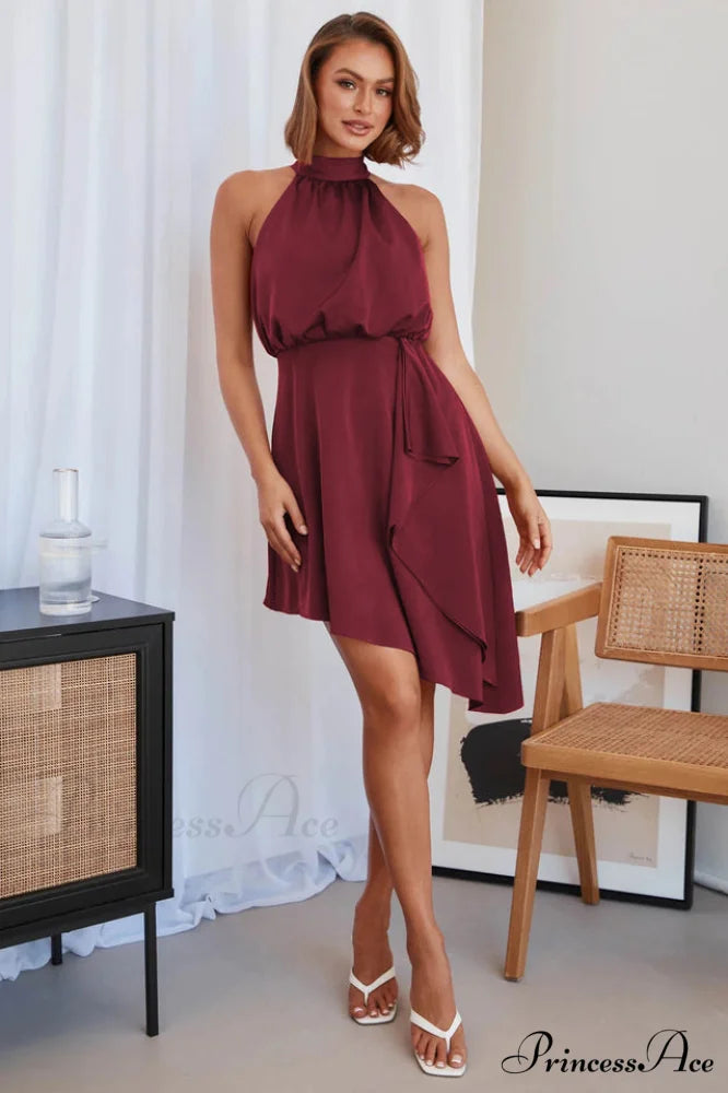 Kat Elegant Midi Dress S / Wine